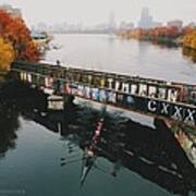 Rowers Under Bu Bridge In Autumn Art Print