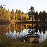 Rowing Boat At A Lake - Available For Licensing Art Print