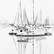 Sailboat Row  B/w Hi-key Art Print