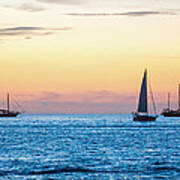 Sailboats At Sunset Off Key West Florida Art Print