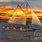 Sailing At Sunset Art Print