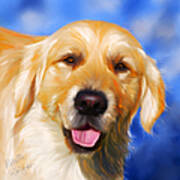 Happy Golden Retriever Painting Print by Michelle Wrighton