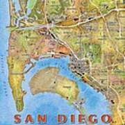 San Diego Watercolor Map Art Print