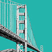 San Francisco Skyline Golden Gate Bridge 2 - Teal Art Print