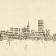 San Francisco Skyline Sheet Music Cityscape Art Print