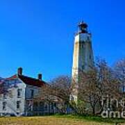 Sandy Hook Lighthouse And Keepers Quarters Art Print