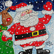 Santa And Rudolph Art Print