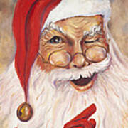 Santa Winking I Art Print