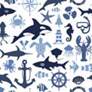 Sea Life Pattern Art Print
