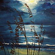 Sea Oats And Moonlight Art Print