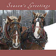 Seasons Greetings Draft Horses Art Print