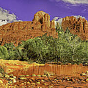 Sedona Arizona Cathedral Rocks Oak Creek Crossing Art Print