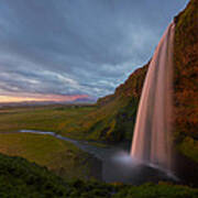 Seljalandfoss Sunset Art Print