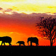 Serengeti Silhouette Art Print
