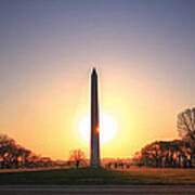 Setting Sun On Washington Monument Art Print