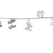 Several Pairs Of Shoes Dangle Over An Electrical Art Print