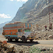 Several Trucks Carrying Bales Of Hay Art Print