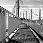 Sf Bay Bridge Pedestrian Path In Bw Art Print