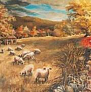 Sheep In October's Field Art Print