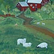 Sheeps In The Meadow Art Print