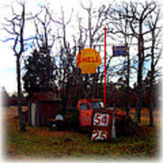 Shell Gas Station And Out House Art Print