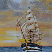 Ship On The High Seas Art Print