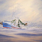 Shrimp Boat On The Gulf Art Print