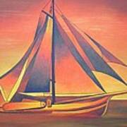 Sienna Sails At Sunset Art Print