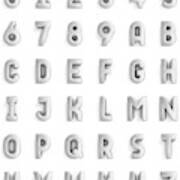 Silver Alphabet And Numbers Art Print