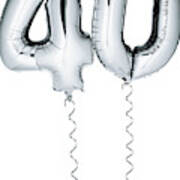 Silver Balloons In The Shape Of A Number 40 Art Print