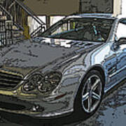 Silver Mercedes Benz Sl500 Art Print