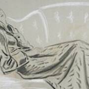 Sketch Of A Woman Wearing A Matelasse House Robe Art Print