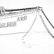 Sketch Of The Fishing Boat Of Aruba Rosalinda Art Print
