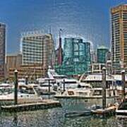 Skyline From The Docks Plastic Wrap Effect Art Print