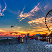 Skywheel Sunset At Myrtle Beach Art Print