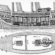 Slave Ship Plan Showing Slaves In Hold Art Print