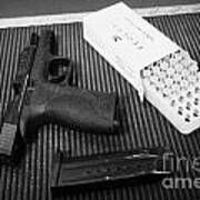 Smith And Wesson 9mm Handgun With Ammunition At A Gun Range Art Print