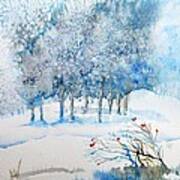 Snow Blizzard In The Grove Art Print