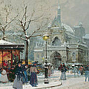 Snow Scene In Paris Art Print