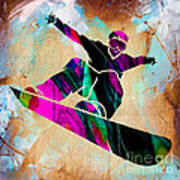 Snowboarding Down A Snow Covered Mountain Art Print