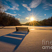 Snowy Bench Art Print