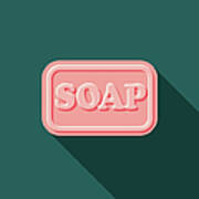 Soap Flat Design Cleaning Icon With Art Print