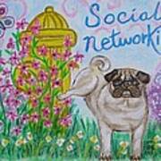 Social Networking Pug Art Print