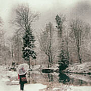Soft And Dreamy Winter Landscape Wetplate Effect Art Print