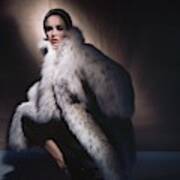 Sondra Peterson Wearing Fur Coat Art Print