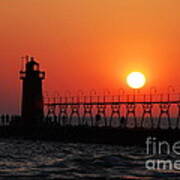 South Haven Lighthouse At Sunset 1 Art Print