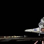 Space Shuttle Landing At Night Art Print
