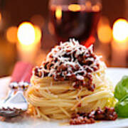 Spaghetti Bolognese With Parmesan Cheese Art Print