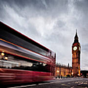 Speeding London Bus, Houses Of Art Print