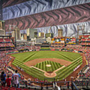 St. Louis Cardinals Busch Stadium National Anthem Flag Art Print